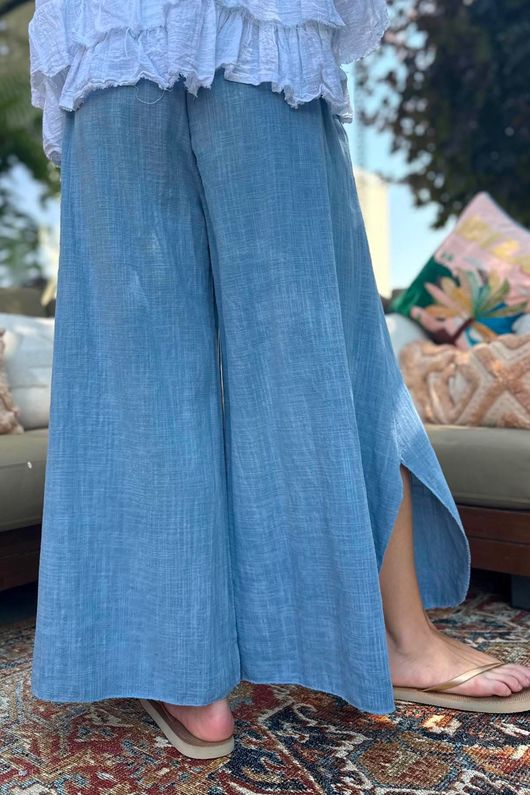 Frame Scoop Hem Pant Washed Denim
